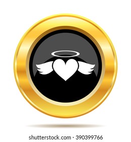 Heart angel icon. Internet button on white background. EPS10 vector.
