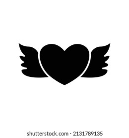 heart angel icon. angel wings, heart. glyph style. silhouette. Suitable for love icon icon. simple design editable. Design template vector