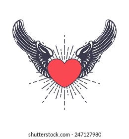 heart angel isolated on white vector illustration