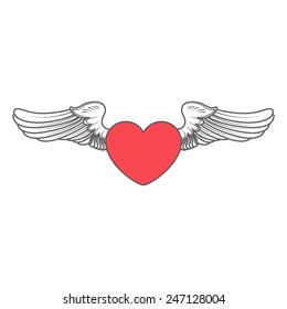 heart angel isolated on white vector illustration
