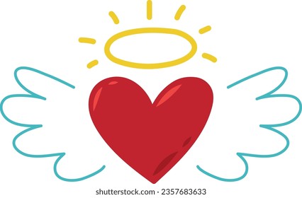 Heart with angel wings icon. Flying love symbol