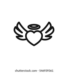 heart angel wings icon illustration isolated vector sign symbol