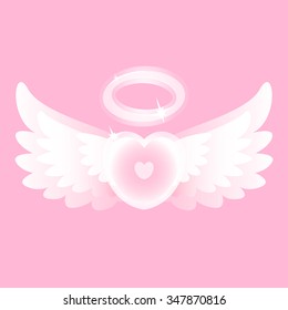 Heart With Angel Wings On Valentine's Day.