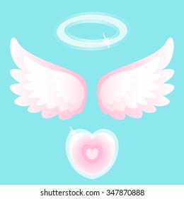 Heart with angel wings on Valentine's Day.