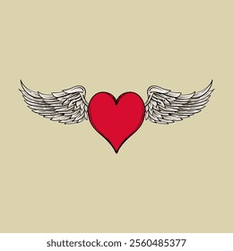 A heart with angel wings, symbolizing sacred love, spiritual connection, and boundless freedom. Perfect for tattoos, wall art, or logo designs