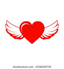 Heart with angel wings vector for Valentine’s Day, perfect for love, romance, greeting cards, and holiday designs, ideal for digital creative use.