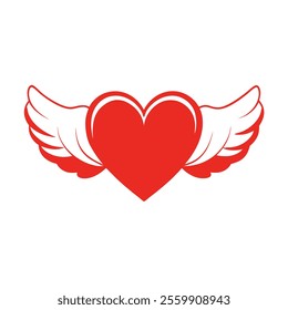 Heart with angel wings vector for Valentine’s Day, perfect for love, romance, greeting cards, and holiday designs, ideal for digital creative use.