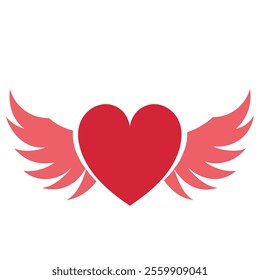 Heart with angel wings vector for Valentine’s Day, perfect for love, romance, greeting cards, and holiday designs, ideal for digital creative use.