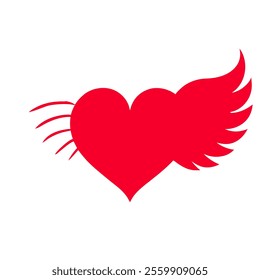 Heart with angel wings vector for Valentine’s Day, perfect for love, romance, greeting cards, and holiday designs, ideal for digital creative use.