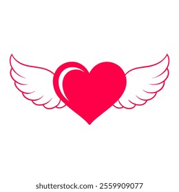 Heart with angel wings vector for Valentine’s Day, perfect for love, romance, greeting cards, and holiday designs, ideal for digital creative use.