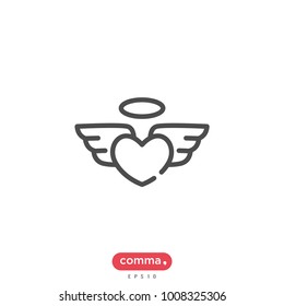 Heart with angel wings vector icon