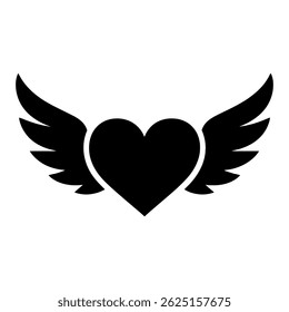 Corazón con alas de ángel. Vector: Ideal para usar como tatuaje, ícono, Diseño gráfico de Web y conceptos de infografía".