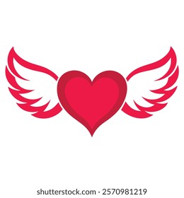 heart with angel wings of a vector silhouette (2)