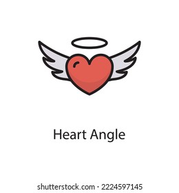 Heart Angle  Vector Filled Outline Icon Design illustration. Love Symbol on White background EPS 10 File