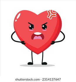 Heart angry stand alone vector illustration character