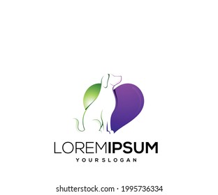 heart animal icon logo design template