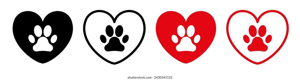 Heart with animal paw print icon 