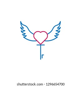 heart, answer, key, love icon. Element of romance for mobile concept and web apps illustration. Thin color line icon for website design and development, app development on white background