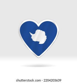 Heart from Antarctica flag. Silver button star and flag template. Easy editing and vector in groups. National flag vector illustration on white background.