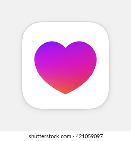Heart  App icon template. Mobile application icon. Vector colorful photo icon