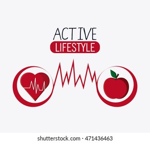 heart apple healthy lifestyle gym fitness icon. Colorful design. Vector illustration