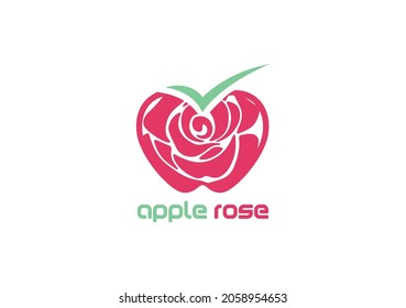 Heart, apple and rose blended into one unique symbol for health care, positivity and lifestyle logo concept