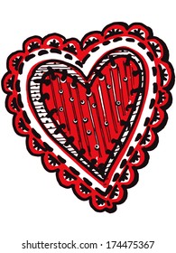 heart as applique, hand work under