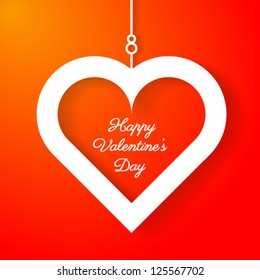 Heart applique on orange background, vector illustration