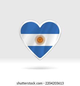Heart from Argentina flag. Silver button star and flag template. Easy editing and vector in groups. National flag vector illustration on white background.