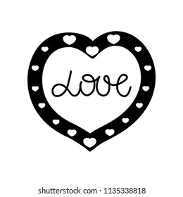 Heart around lettering love t shirt. Fashion stylish print for sports wear. Heart as symbol of linked, join, love. Typographic print poster. Template for t shirt, card, label, poster. Design element.