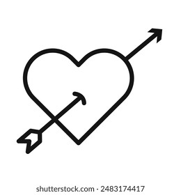 heart and arrow Amour icon Black line art vector