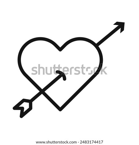 heart and arrow Amour icon Black line art vector