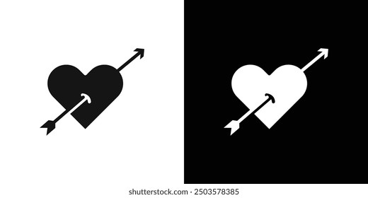 heart and arrow Amour icon line art vector