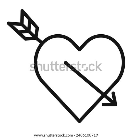 heart and arrow Amour icon mark in filled style