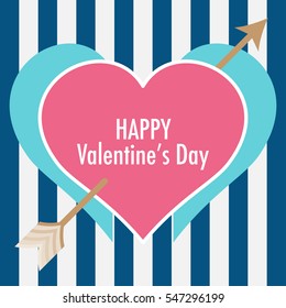 Heart with arrow card of Valentines day concept.