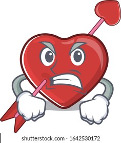 Heart and arrow cartoon character style having angry face