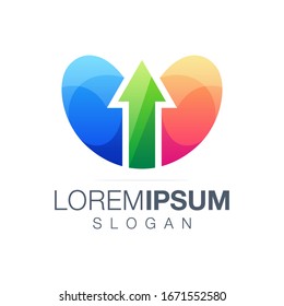 heart arrow colorful gradient logo design