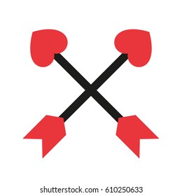 Heart arrow design. Flat icon. Good for cards, invitations design. Vector illustration.