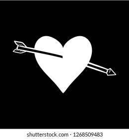 heart arrow doodle flat black
