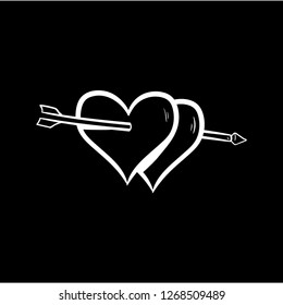 heart arrow doodle flat black