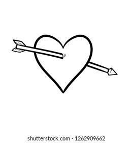 heart arrow doodle icon vector drawing 
