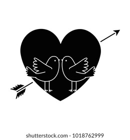 heart with arrow and doves