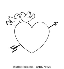 heart with arrow and doves