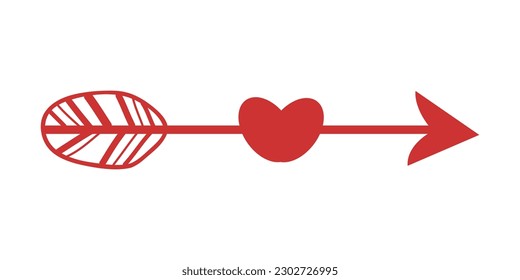 Heart Arrow Element. Hand drawn arrows with hearts, design elements for Valentine's day and wedding Design