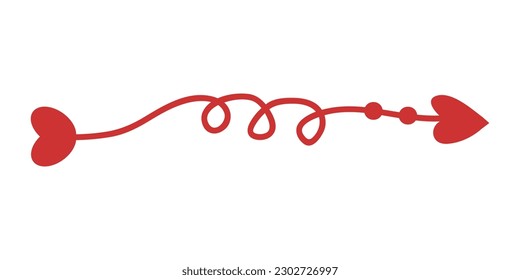 Heart Arrow Element. Hand drawn arrows with hearts, design elements for Valentine's day and wedding Design