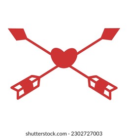 Heart Arrow Element. Hand drawn arrows with hearts, design elements for Valentine's day and wedding Design