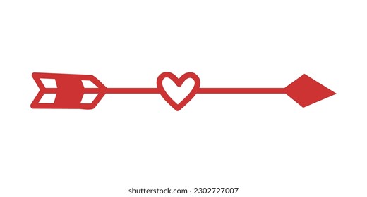 Heart Arrow Element. Handgezeichnete Pfeile mit Herzen, Design-Elemente für Valentinstag und Hochzeitsdesign