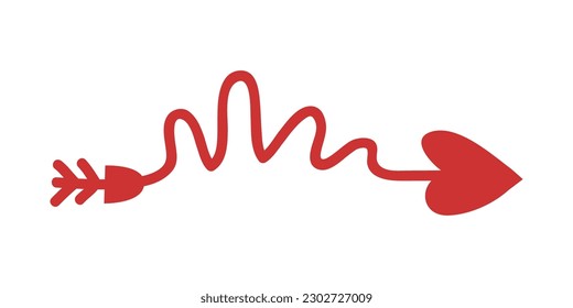 Elemento de flecha de corazón. Flechas dibujadas a mano con corazones, elementos de diseño para el día de San Valentín y diseño de bodas