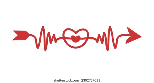 Heart Arrow Element. Hand drawn arrows with hearts, design elements for Valentine's day and wedding Design