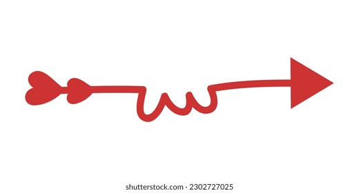 Elemento de flecha de corazón. Flechas dibujadas a mano con corazones, elementos de diseño para el día de San Valentín y diseño de bodas